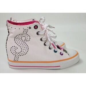 NWT Skechers Daddy's Money Secret Wedge White Studded‎ High Top 39118 sz 8
